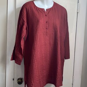 ANOKHI Crimson Ribbed Tunic-S 